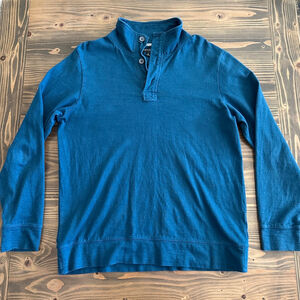 Men’s Banana Republic Teal Cotton Quarter Button Sweater L Casual Classic